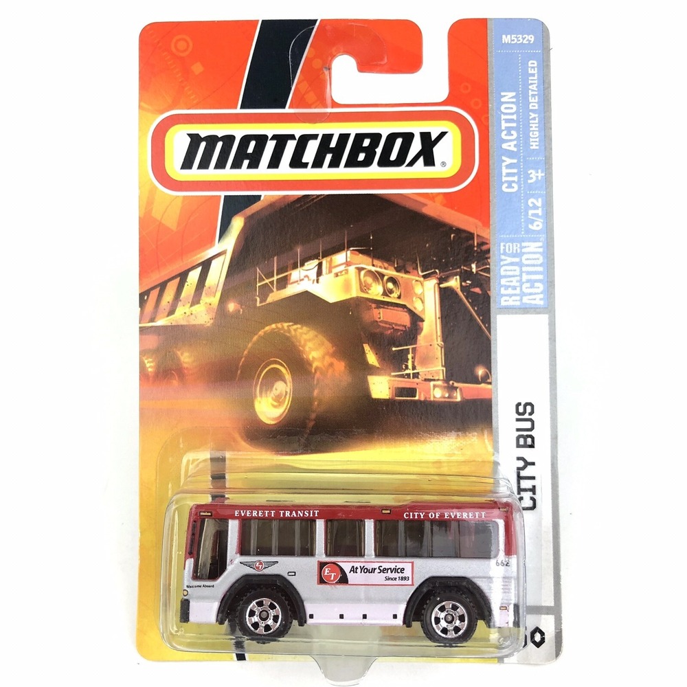 Matchbox Ready For Action Everett Transit City Bus City Action Die Cast 3"‎ Long